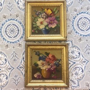 Gesco studios framed vintage floral oil paintings